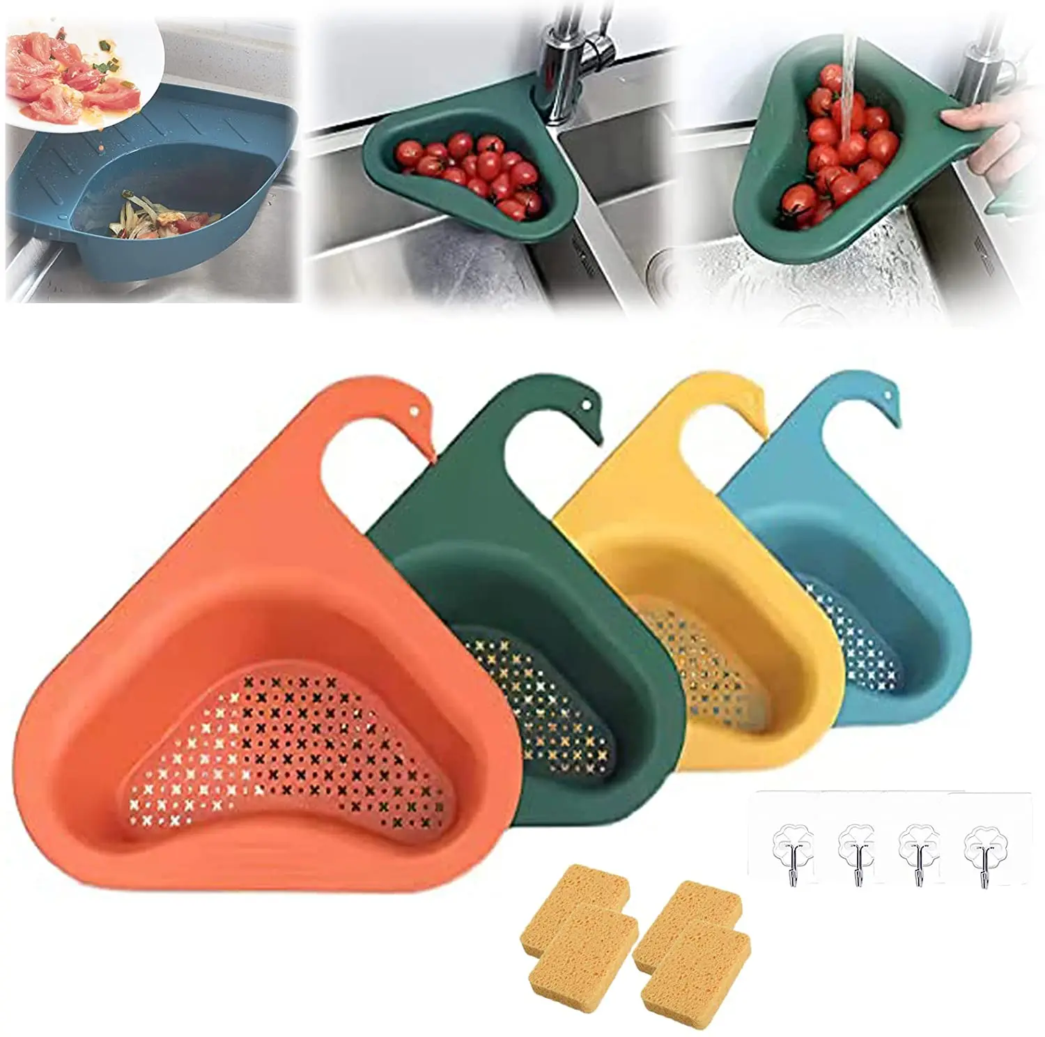 Corner Kitchen Multifunctional Sink Strainer Basket Swan Drain Basket, Blue, yellow, green, orange
Corner Kitchen Multifunctional Sink Strainer Basket Swan Drain Basket, Blue, yellow, green, orange