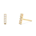 Gold Plated Cubic Zirconia Unique Earrings Jewelry 925 Sterling Silver Gold Plated Bar Stud Earrings With Cubic Zirconia