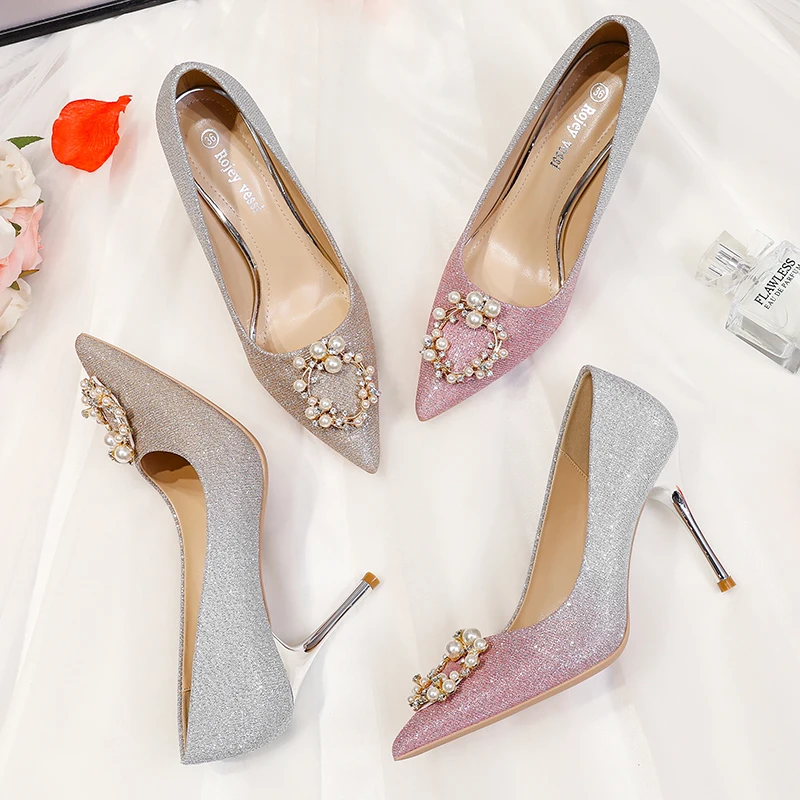 Women Pearl Pointed Toe Thin High Heels Shoes Ladies Gradient Pointed Heels For Bridesmaid Bride Wedding Banquets
Women Pearl Pointed Toe Thin High Heels Shoes Ladies Gradient Pointed Heels For Bridesmaid Bride Wedding Banquets