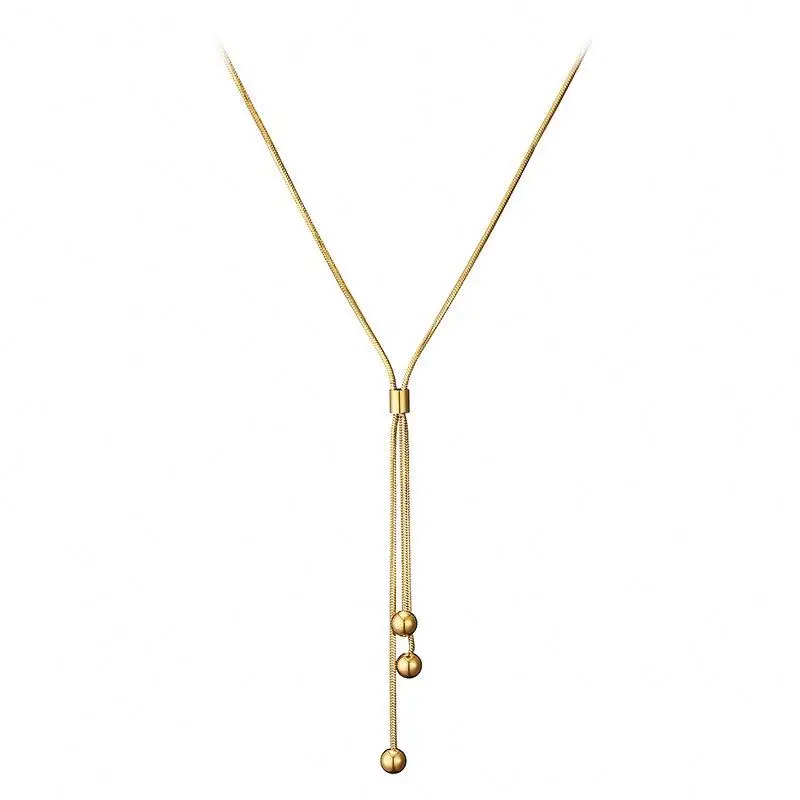 Gold Plated Tassel Necklace Stainless Steel Small Bead Fringed Necklace Pendant Charm Female Fashion Accessories, Gold color
Gold Plated Tassel Necklace Stainless Steel Small Bead Fringed Necklace Pendant Charm Female Fashion Accessories, Gold color