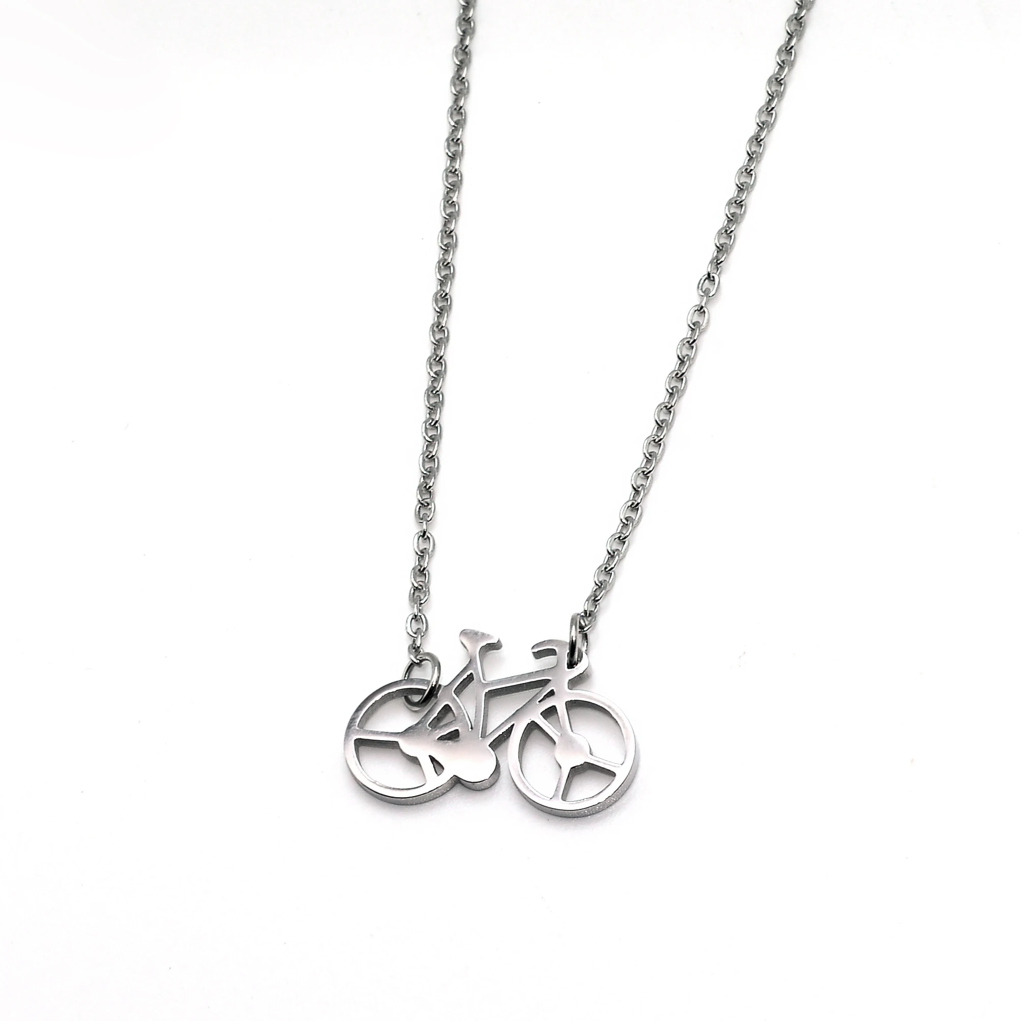 Women's simple everyday necklace gift idea stainless steel hollow out dainty bicycle bike necklace, Customized color
Women's simple everyday necklace gift idea stainless steel hollow out dainty bicycle bike necklace, Customized color