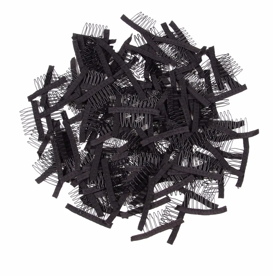 

Hot Sale 7 Teeth Black Color Wig Comb Clips Metal Hair Combs For Making Wigs