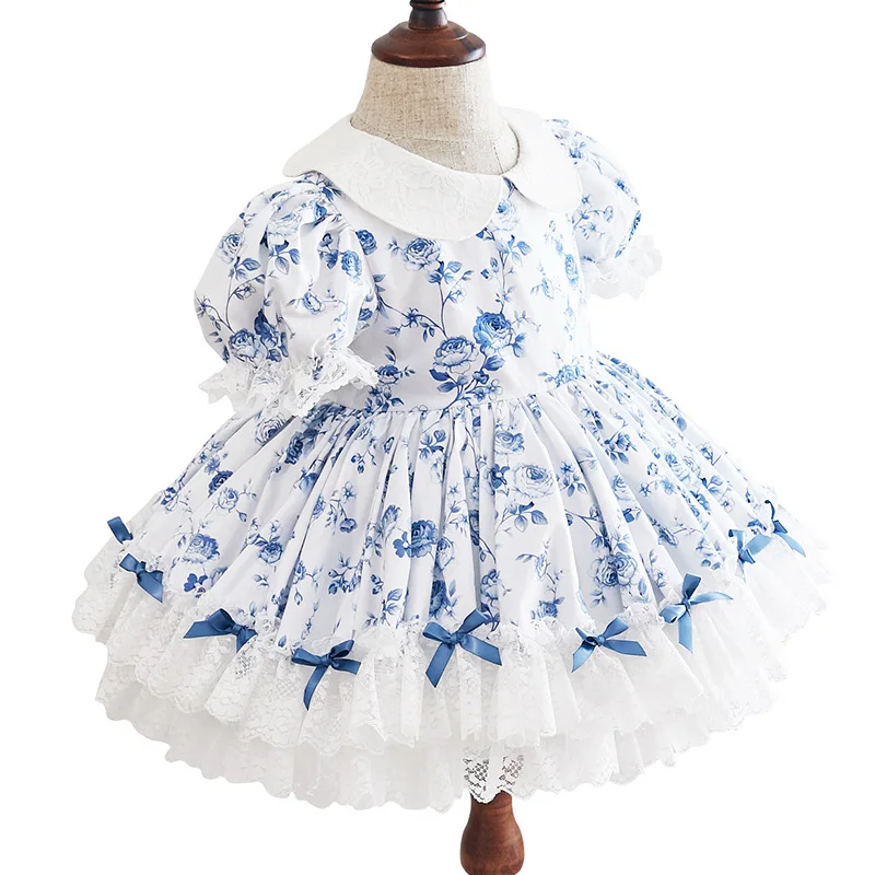 2020 Spanish fancy party dress ruffles floral lace baby girls dress with bloomers 2pcs set
2020 Spanish fancy party dress ruffles floral lace baby girls dress with bloomers 2pcs set