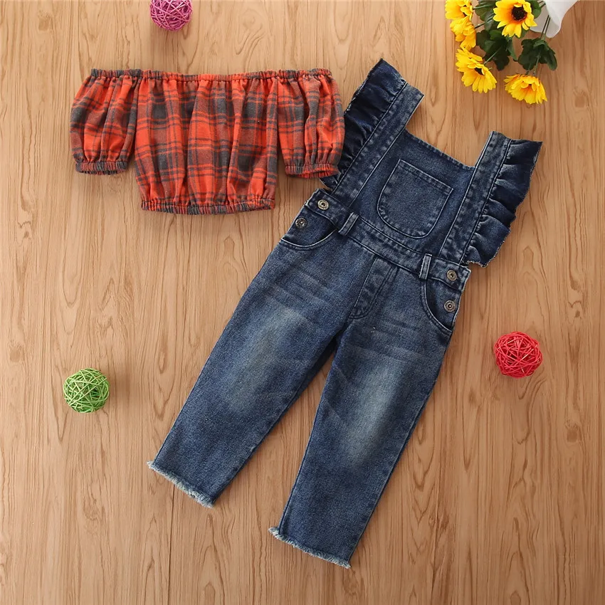 Autumn 2020 Teenage Girls Clothes Kids 2Pcs Plaid Shirts Tops Denim Suspender Pants Suits Children Clothing Sets, As picture
Autumn 2020 Teenage Girls Clothes Kids 2Pcs Plaid Shirts Tops Denim Suspender Pants Suits Children Clothing Sets, As picture