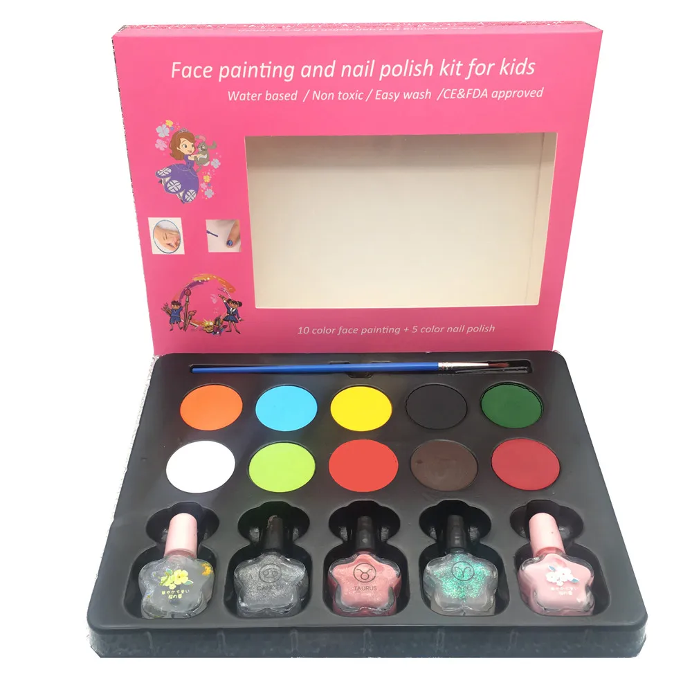 China top quality custom logo face paint easy wash face painting kids kit nail set, 15 colors
China top quality custom logo face paint easy wash face painting kids kit nail set, 15 colors