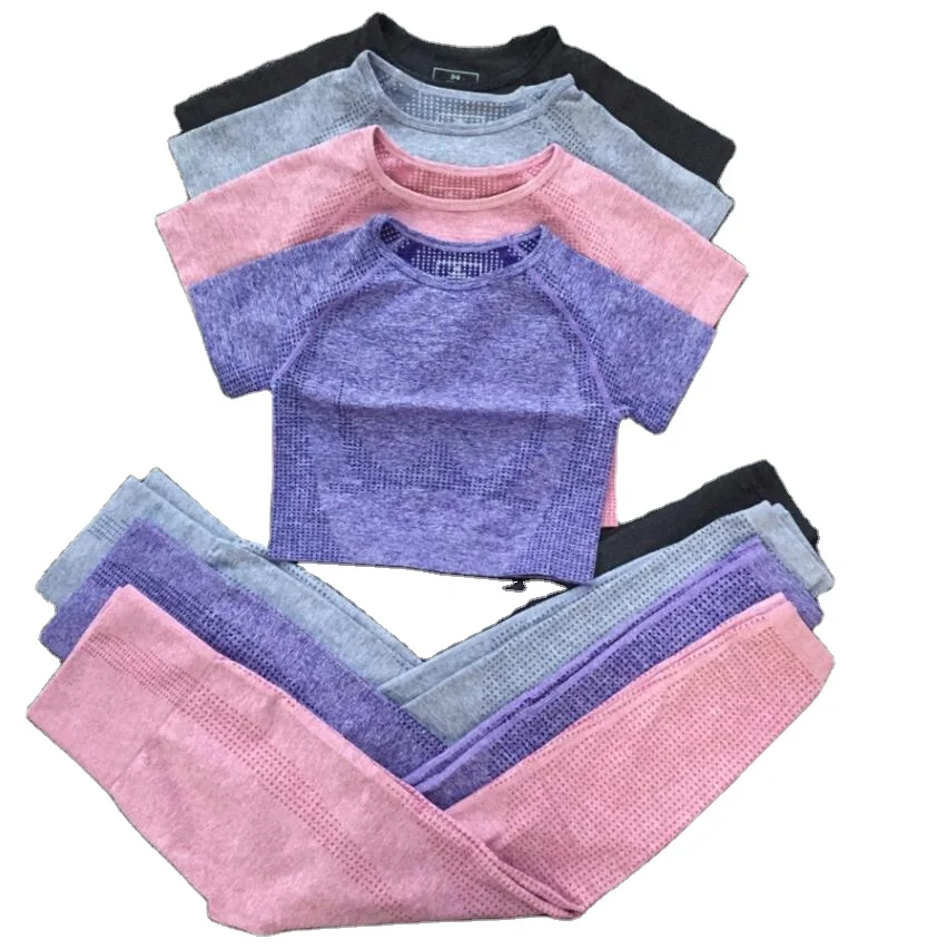 2021 spring Women Active Wear 2 Piece Vital Seamless yoga Suit Short Sleeve Crop Top Shirt leggings sportswear Jogging Fitness
2021 spring Women Active Wear 2 Piece Vital Seamless yoga Suit Short Sleeve Crop Top Shirt leggings sportswear Jogging Fitness