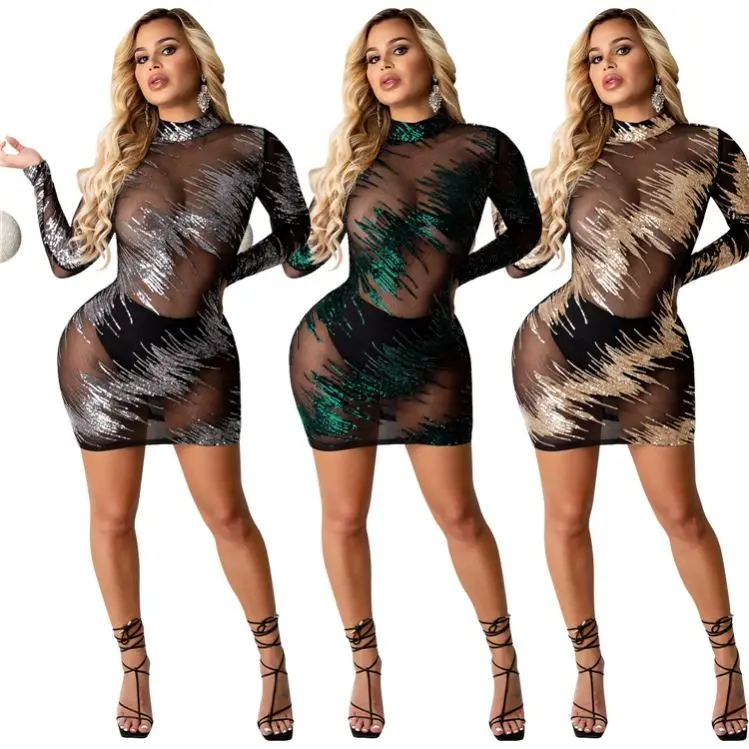 D95834 Good Quality Women Fashion Clothing New 2020 Mesh Perspective Long Sleeve Sequin Dress Party Club Dresses
D95834 Good Quality Women Fashion Clothing New 2020 Mesh Perspective Long Sleeve Sequin Dress Party Club Dresses