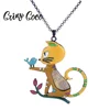 Cring Coco Cute Yellow Cat Pendants for Women Party Gift Fashion Cartoon Animal Pendant Necklaces Girls Kid Christmas Jewelry