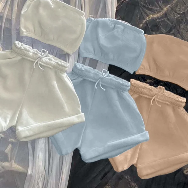 2021 New Arrivals Women Outfits Two Pieces Set Tracksuit Chest Wrap Crop Top Shorts Sports Set
2021 New Arrivals Women Outfits Two Pieces Set Tracksuit Chest Wrap Crop Top Shorts Sports Set