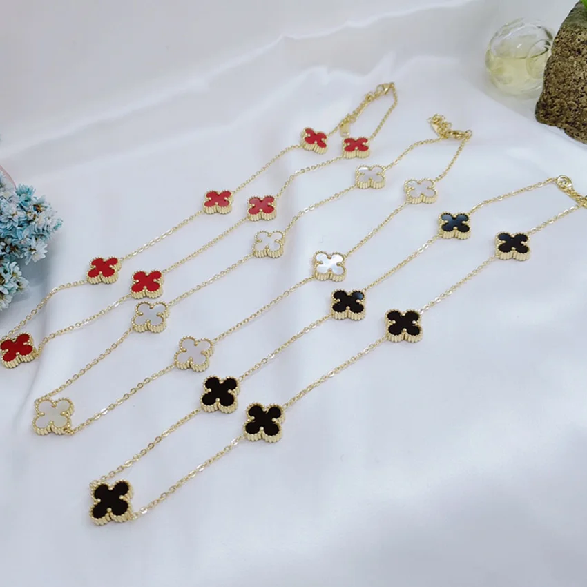 Stainless Steel Gold Plated 7 flowers four-leaf clover necklace bracelet jewelry sets for women
Stainless Steel Gold Plated 7 flowers four-leaf clover necklace bracelet jewelry sets for women