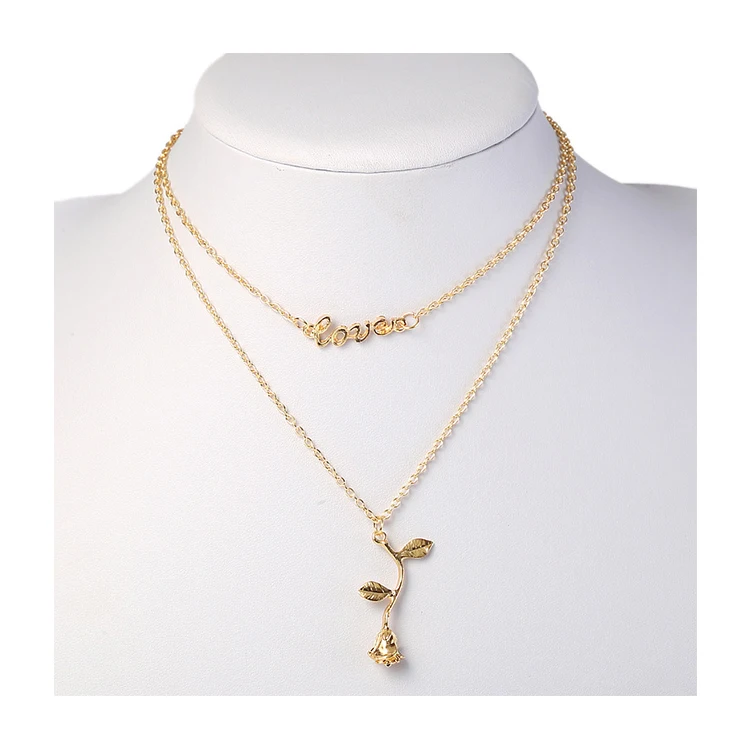 2 Layer Chain Choker Personalized Custom Charm Final Rose Flower 18k Gold Plated Love Rose Necklace
2 Layer Chain Choker Personalized Custom Charm Final Rose Flower 18k Gold Plated Love Rose Necklace