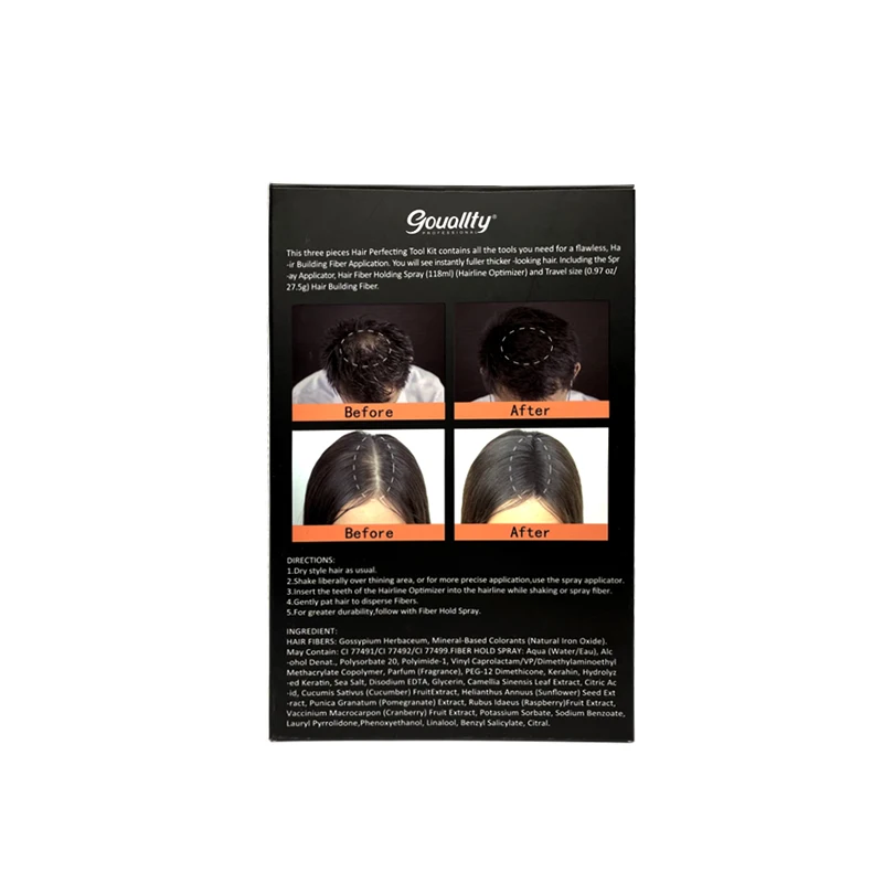 OEM Gouallty China Hair loss treatment Product black hair care keratin Hair building Fibers powder
OEM Gouallty China Hair loss treatment Product black hair care keratin Hair building Fibers powder