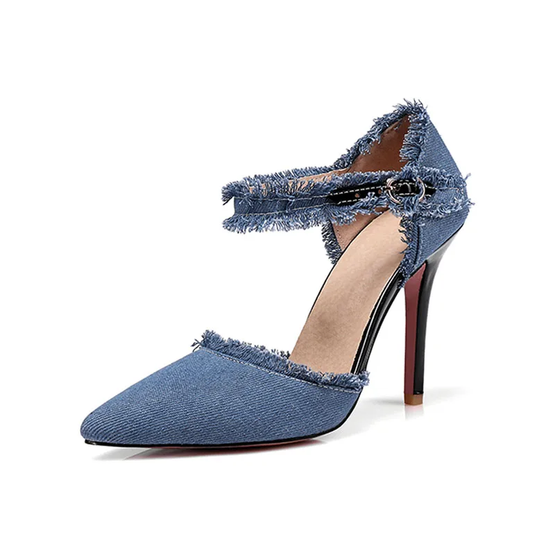 10cm New Pointed Toe Fashion Women High Heel Summer Denim Fabric Women High Heels, Black/dark blue/light blue
10cm New Pointed Toe Fashion Women High Heel Summer Denim Fabric Women High Heels, Black/dark blue/light blue