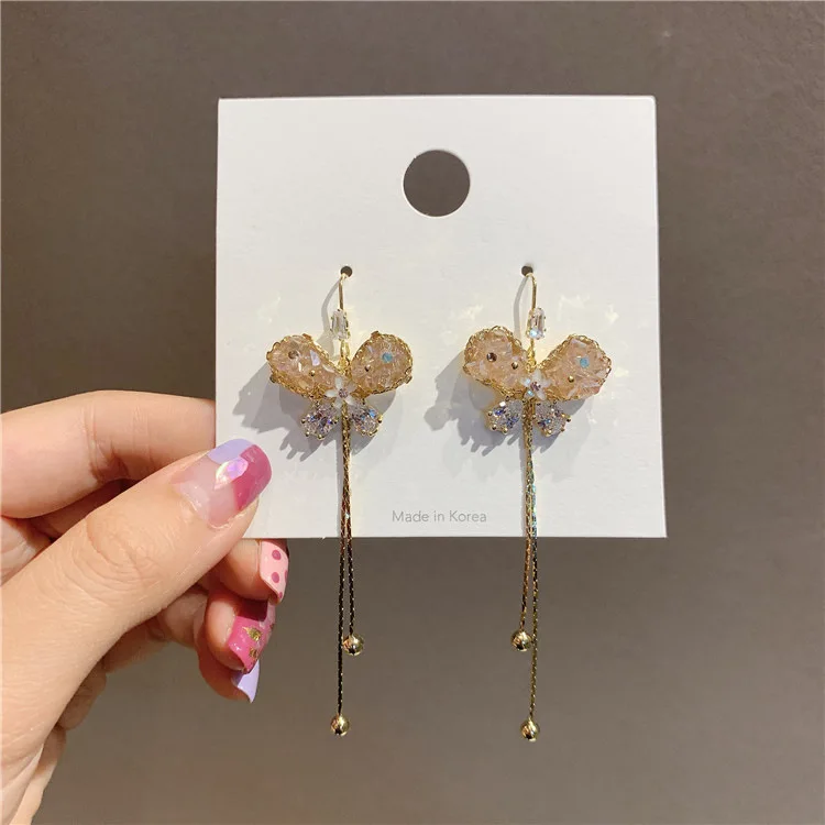 fashion jewelry trendy crystal butterfly drop earring