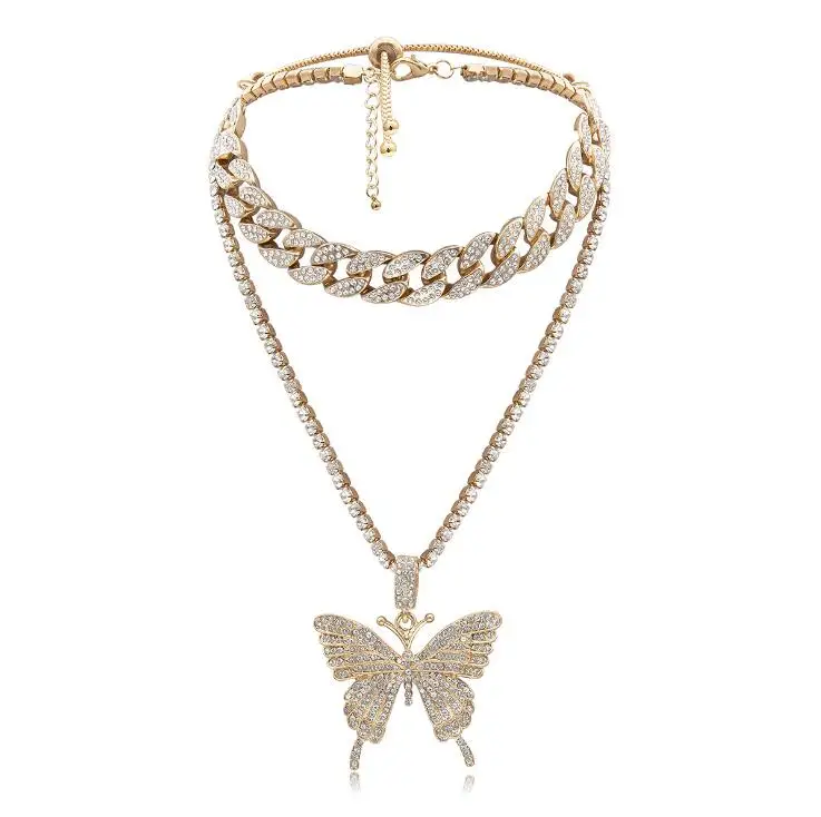 Adjustable multilayer silver Gold diamond butterfly Pendant Chain Necklace for women, Gold/silver/rose gold
Adjustable multilayer silver Gold diamond butterfly Pendant Chain Necklace for women, Gold/silver/rose gold