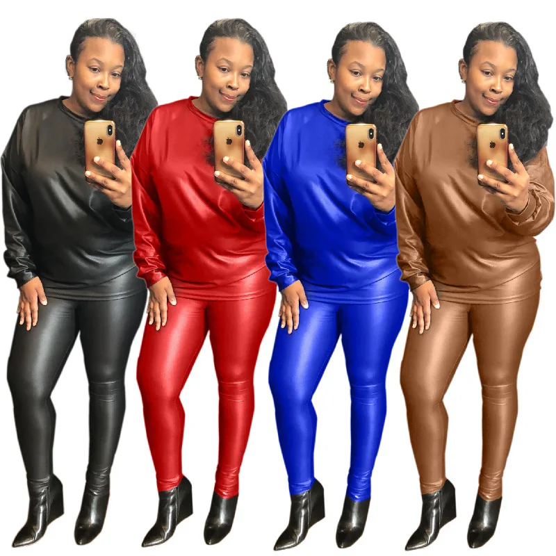 2020 Women's Popular Leather Up lady cloth set Pure Color Pocket Decoration Zipper suit, As picture
2020 Women's Popular Leather Up lady cloth set Pure Color Pocket Decoration Zipper suit, As picture