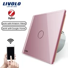 LIVOLO Zigbee Google Home EU type wifi wall glass panel wenzhou mirror touch wifi relay switch socket