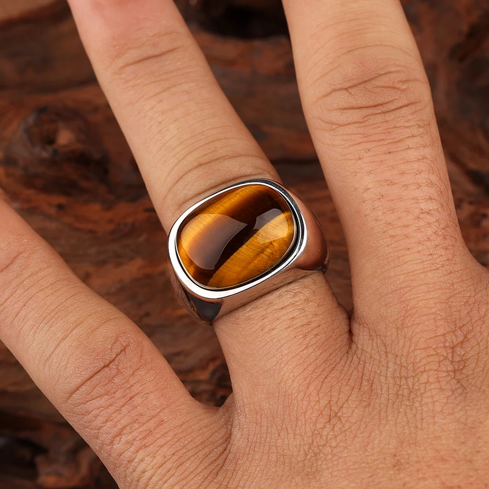 Retro Fashion Light Luxury Jewelry Hip Hop Tiger Eye Stone Men Ring Gold Plated Stainless Steel Natural Stone Finger Ring
Retro Fashion Light Luxury Jewelry Hip Hop Tiger Eye Stone Men Ring Gold Plated Stainless Steel Natural Stone Finger Ring