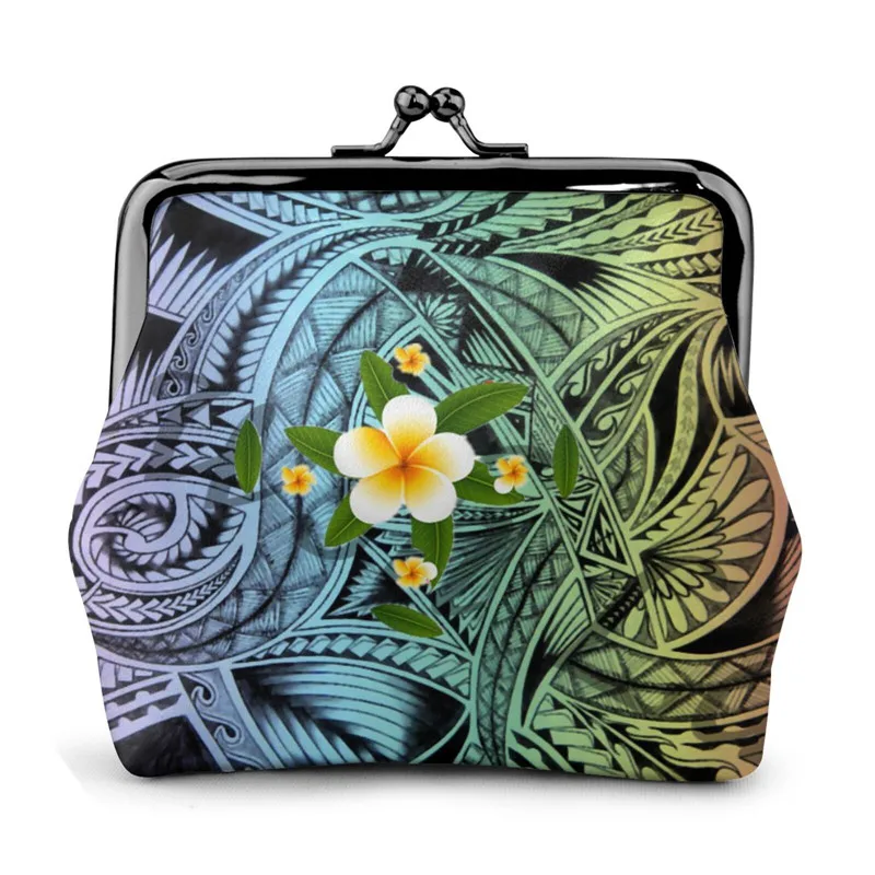 Polynesian Bohemian Print Vintage Custom Leather Small Coin Purse Wallets For Women, Customized color 
Polynesian Bohemian Print Vintage Custom Leather Small Coin Purse Wallets For Women, Customized color
