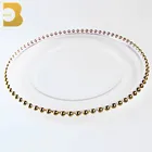 western tableware wedding decoration glass gold beaded charger plates