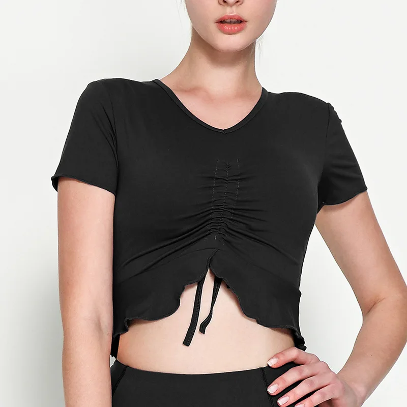 New Arrival Drawstring V-neck Sport T-shirt Lotus Leaf Pendulum Short Yoga Top With Chest Mat Short Sleeve, Picture
New Arrival Drawstring V-neck Sport T-shirt Lotus Leaf Pendulum Short Yoga Top With Chest Mat Short Sleeve, Picture
