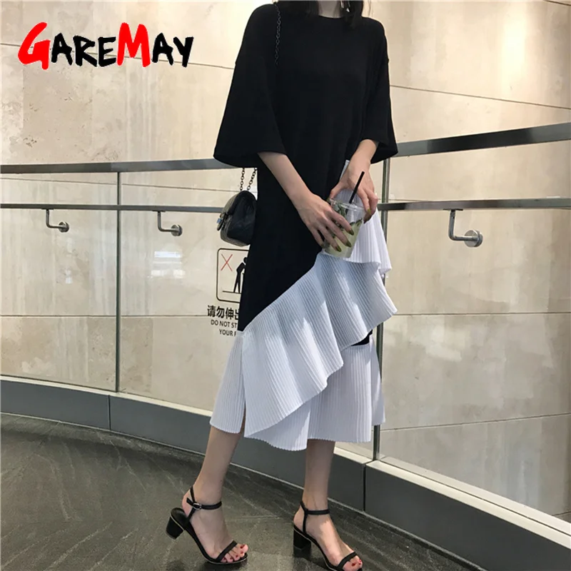 Short Sleeve Casual Loose T-Shirt Dress Mesh Black Ladies Casual Summer Dress Cotton Maix Korean Midi Dresses For Women
Short Sleeve Casual Loose T-Shirt Dress Mesh Black Ladies Casual Summer Dress Cotton Maix Korean Midi Dresses For Women