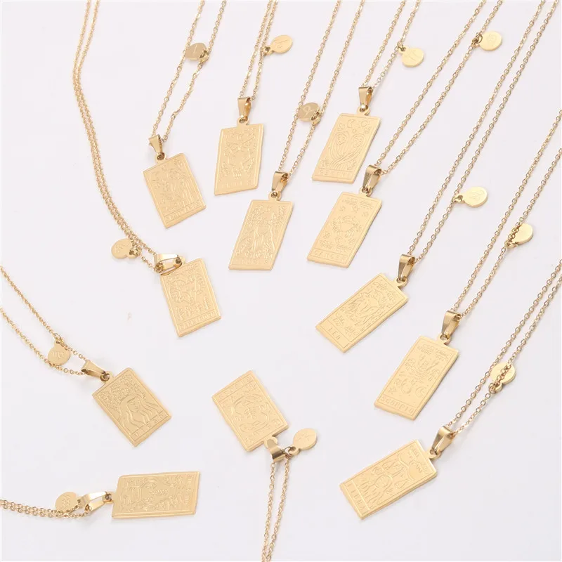 Liulengshi Jewelry 18K PVD Gold Double Side 12 Zodiac Pendant Necklace Stainless Steel Sign Necklace Jewelry
Liulengshi Jewelry 18K PVD Gold Double Side 12 Zodiac Pendant Necklace Stainless Steel Sign Necklace Jewelry