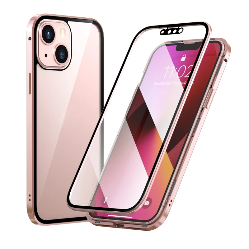 Metal Frame Magnetic 360 Full Cover Magnet Adsorption Clear Tempered Glass Phone Case For iPhone 13 Pro 13 Mini
Metal Frame Magnetic 360 Full Cover Magnet Adsorption Clear Tempered Glass Phone Case For iPhone 13 Pro 13 Mini