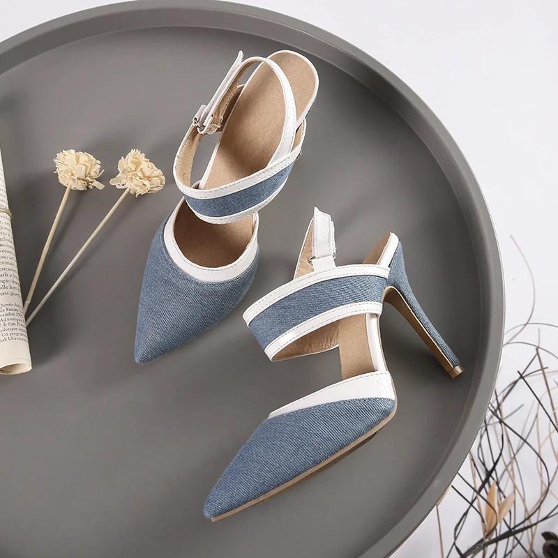 Party Sexy Patchwork High Heels Ladies Sandals Stiletto Thin Heel Pointed Toe Denim Black Blue Shoes
Party Sexy Patchwork High Heels Ladies Sandals Stiletto Thin Heel Pointed Toe Denim Black Blue Shoes