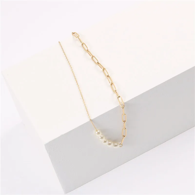 Jewelry Wholesale Pearl Link Mixed Chain Necklace asymmetric Stainless Steel Jewelry
Jewelry Wholesale Pearl Link Mixed Chain Necklace asymmetric Stainless Steel Jewelry
