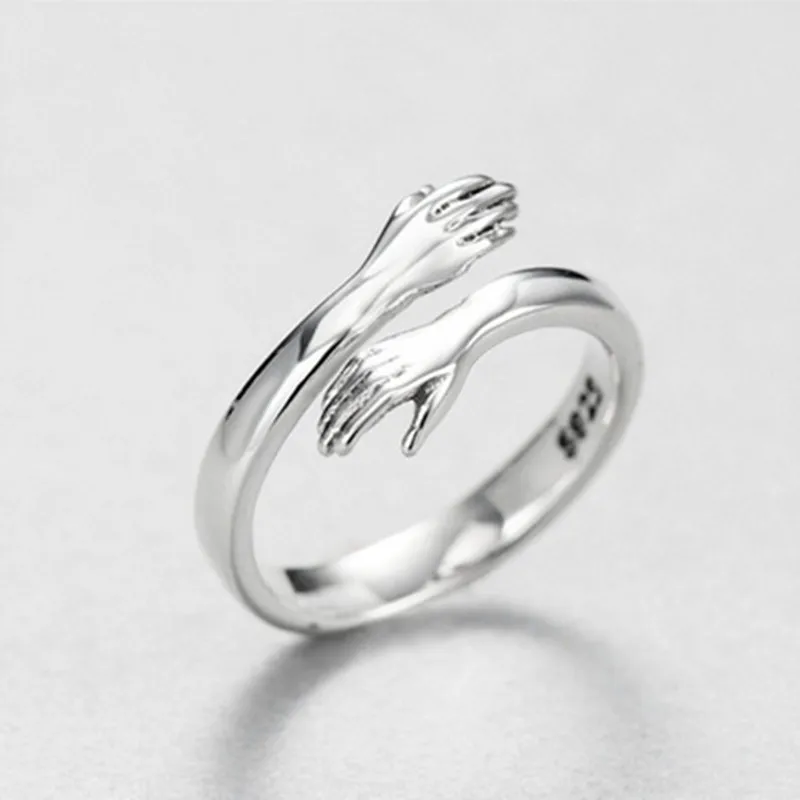 Fashion Temperament Couple Jewelry Love Hug Hand Ring Open Adjustable Silver Rings for Women and Men Accessories, Silver color
Fashion Temperament Couple Jewelry Love Hug Hand Ring Open Adjustable Silver Rings for Women and Men Accessories, Silver color