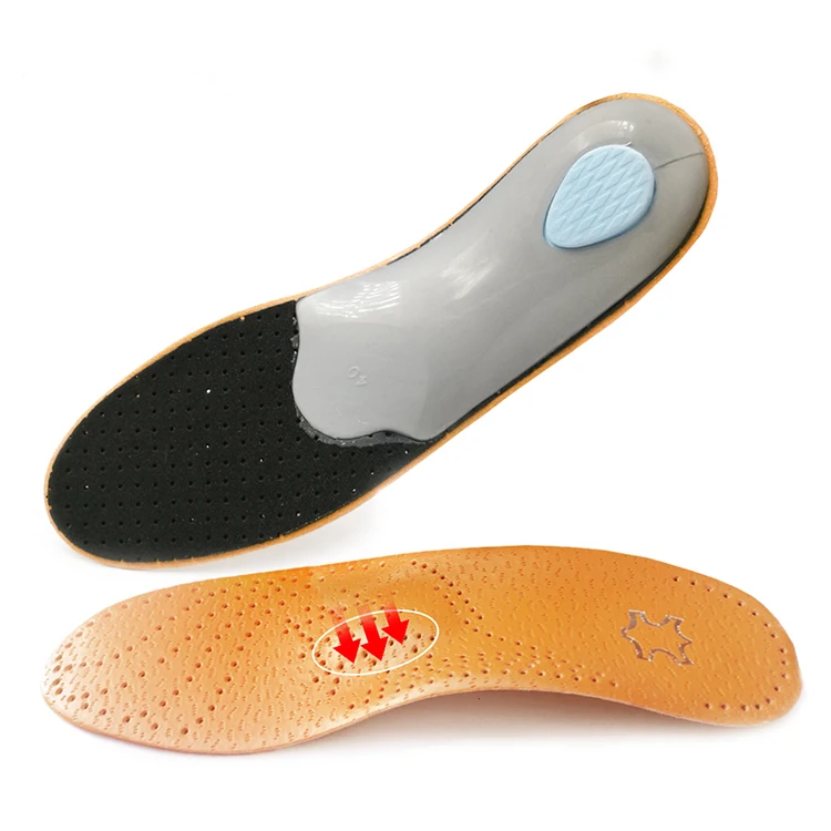 

High quality for Flat Feet Arch Support orthopedic shoes sole Insoles for feet men and women OX Leg Leather orthotic insole, Blue