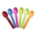 The spot long handle one-off plastic pudding small ice cream spoon scoop of PP thickening beige ice cream