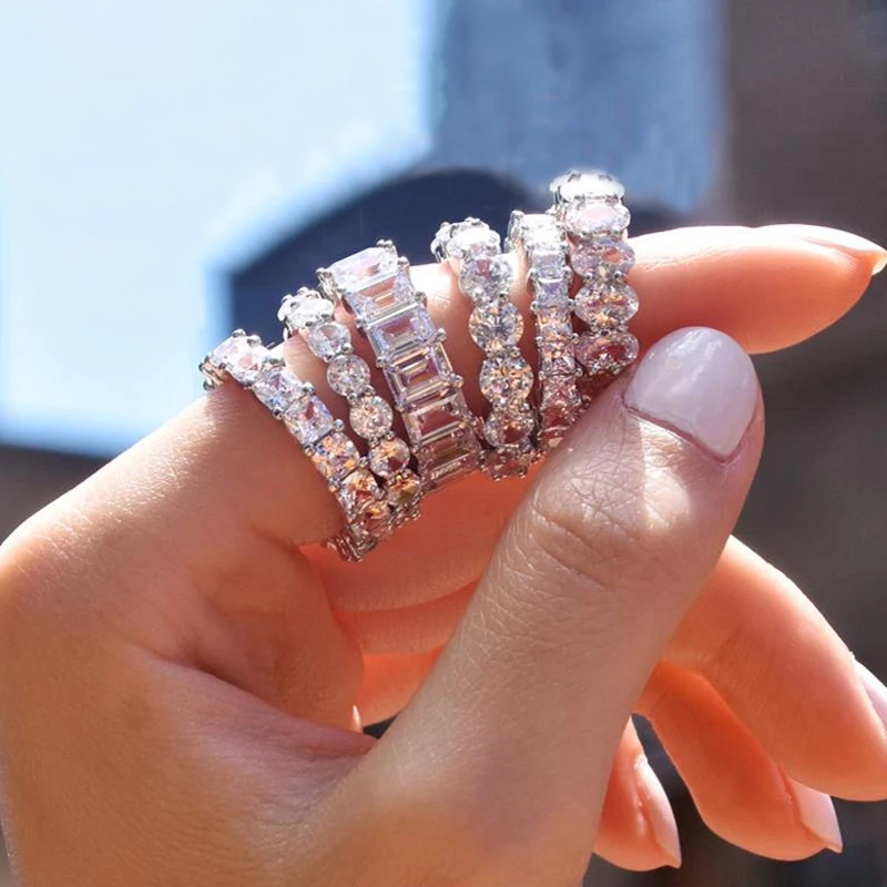 New fashion white gold plated copper diamond crystal rings stackable rings Jewelry for women
New fashion white gold plated copper diamond crystal rings stackable rings Jewelry for women