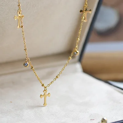 2022 New Arrival Stainless Steel Micro Pave CZ Zircon Necklace Gold Plated Crystal Cross Necklace For Girls
2022 New Arrival Stainless Steel Micro Pave CZ Zircon Necklace Gold Plated Crystal Cross Necklace For Girls