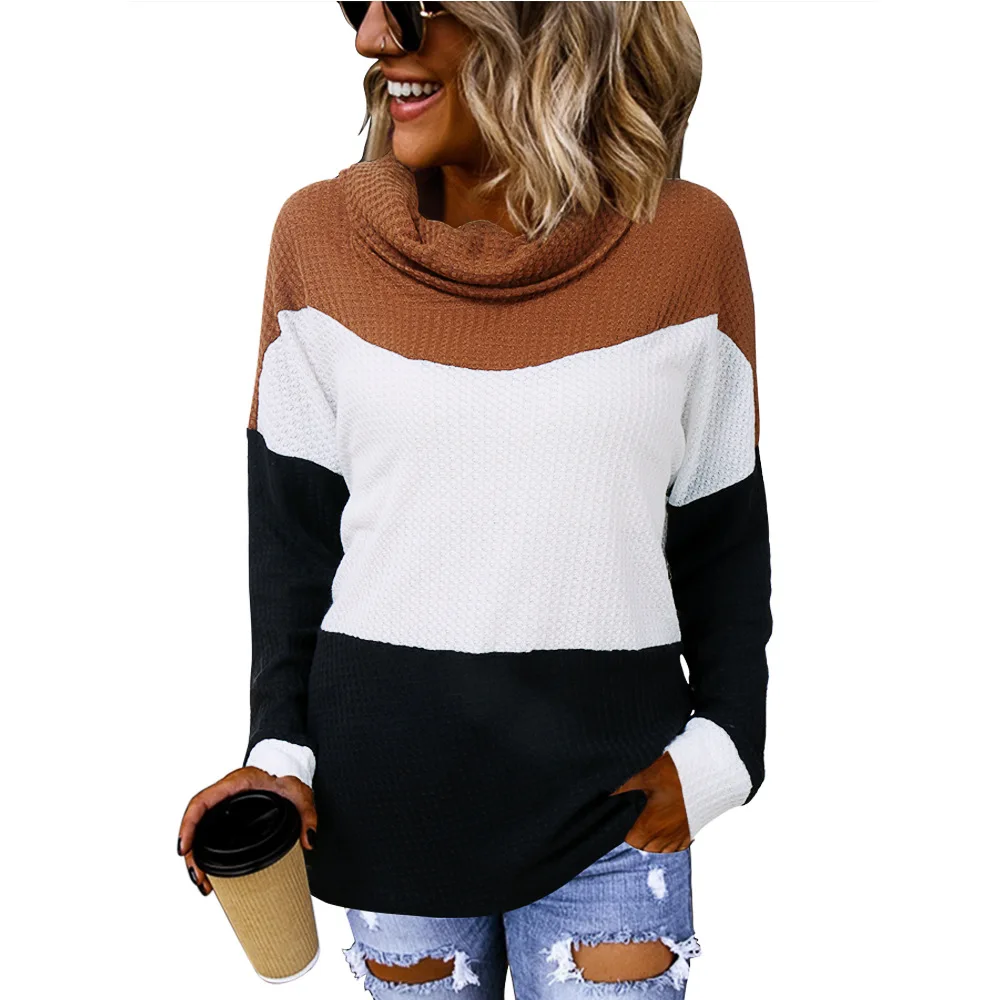 New contrast color high collar small plaid top loose pile pile collar stitching long sleeve thin sweater women
New contrast color high collar small plaid top loose pile pile collar stitching long sleeve thin sweater women