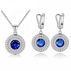 Natural Emerald Tanzanite Gemstone Earring Pendant 925 Sterling Silver Set Jewelry