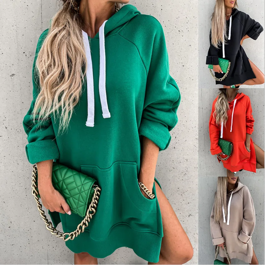 TG040 fall clothing for women hoodie dress loose solid long women's hoodies, Customized color
TG040 fall clothing for women hoodie dress loose solid long women's hoodies, Customized color