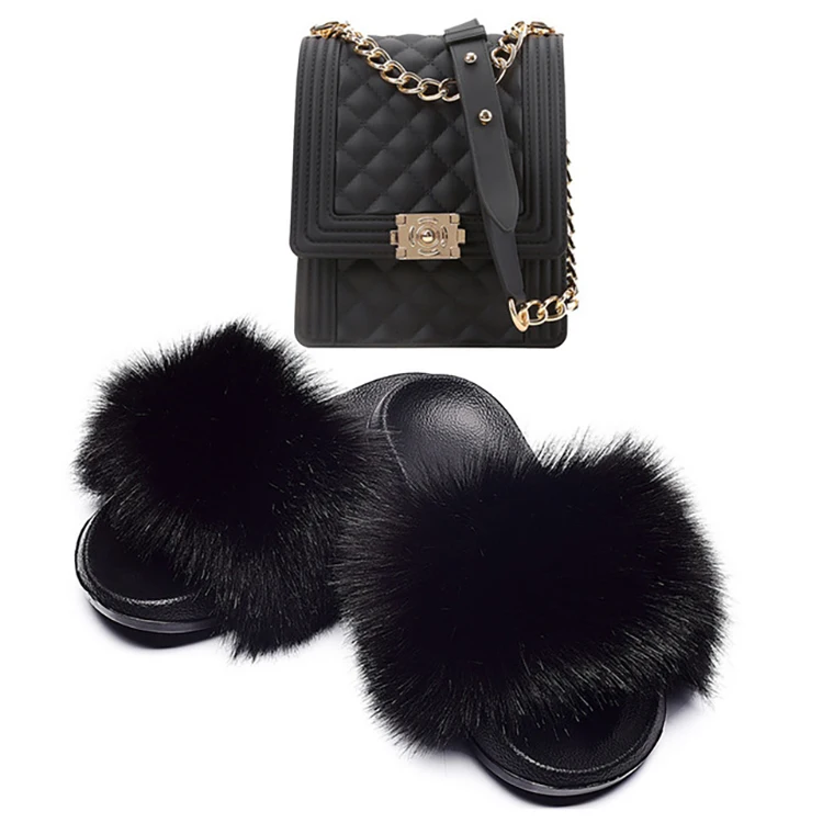 Hot Sale Custom Fur Slippers And Matching Jelly Purse Fur Slippers And Chain Bags, Customized color
Hot Sale Custom Fur Slippers And Matching Jelly Purse Fur Slippers And Chain Bags, Customized color