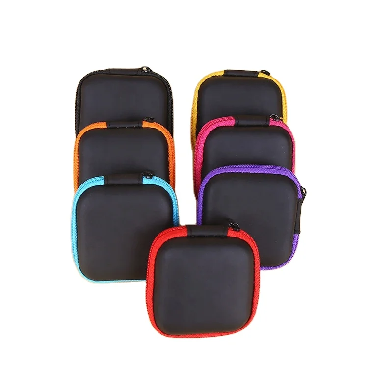 

5 Colors Earbud Carrying Case Storage Box EVA Square Earphone Case For Cellphone Headset USB Cables, Customized colors