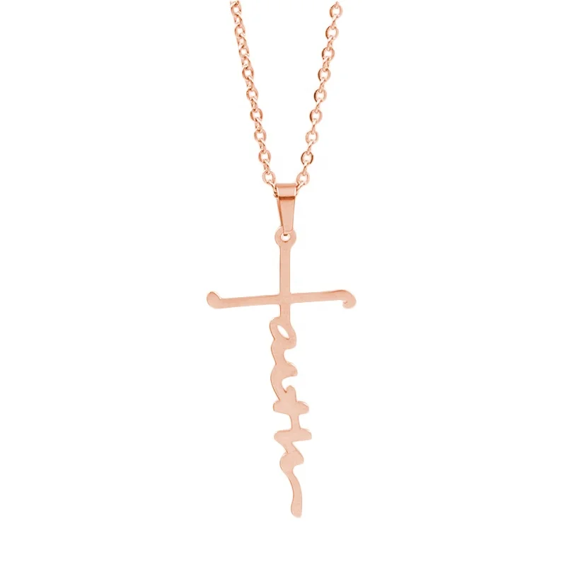 Fashion Cross Faith Necklace Stainless Steel Gold Plated Pendant Necklaces For Women Men Religion Christian Jewelry Gift
Fashion Cross Faith Necklace Stainless Steel Gold Plated Pendant Necklaces For Women Men Religion Christian Jewelry Gift