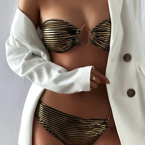 2021Hot Sale Golden Strips Print Frenulum Swimwear Design Sexy two pieces women's swimsuit, Picture
2021Hot Sale Golden Strips Print Frenulum Swimwear Design Sexy two pieces women's swimsuit, Picture