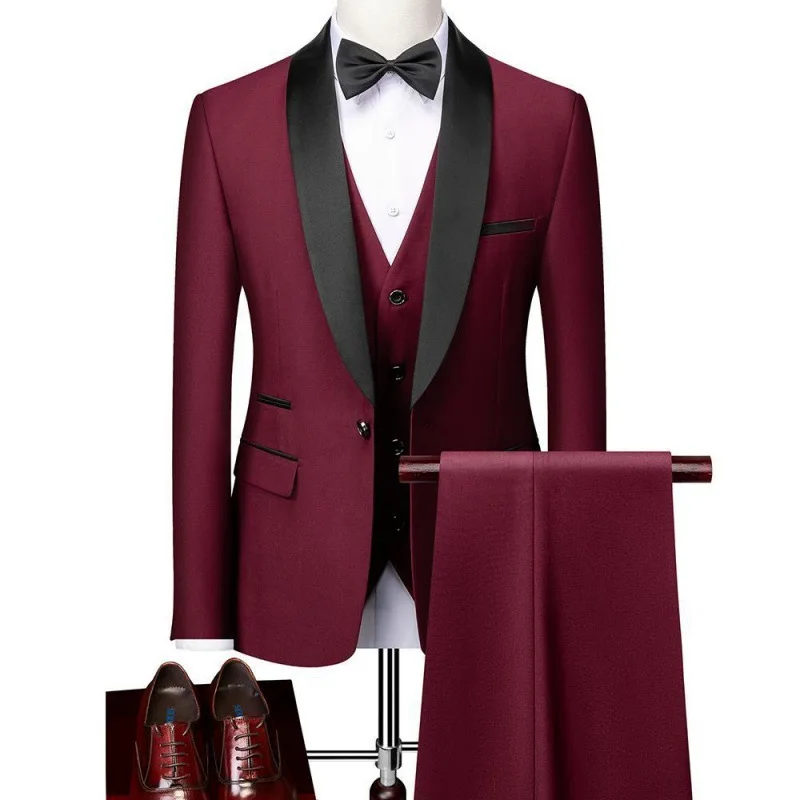 Green Big Collar New men's business casual suit three-piece men's wedding groom dress slim Men's Suit
Green Big Collar New men's business casual suit three-piece men's wedding groom dress slim Men's Suit