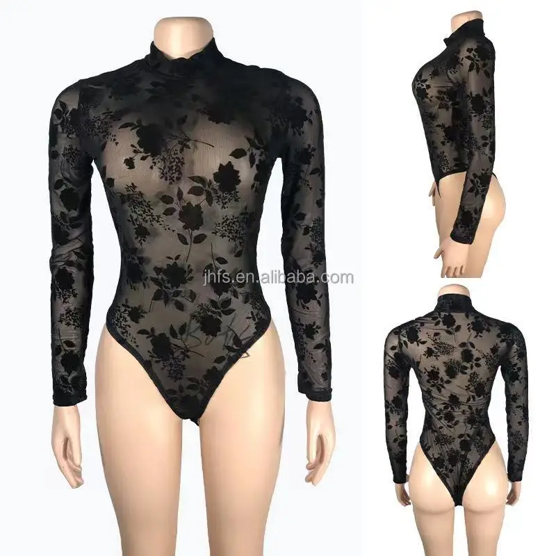 J&H fashion sexy lace body suits long sleeve floral romper women see through night sleepwear, 2 colors as picture
J&H fashion sexy lace body suits long sleeve floral romper women see through night sleepwear, 2 colors as picture