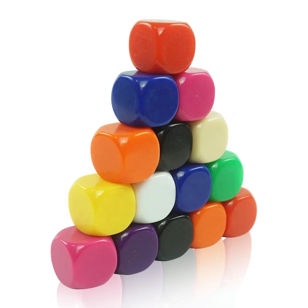

Factory supply 10 colors blank dice with round corner  dice in stock for board game, Customized