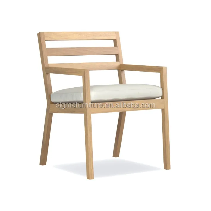 outdoor modern patio garden furniture apartment hotel teak wood frame dining armchair
