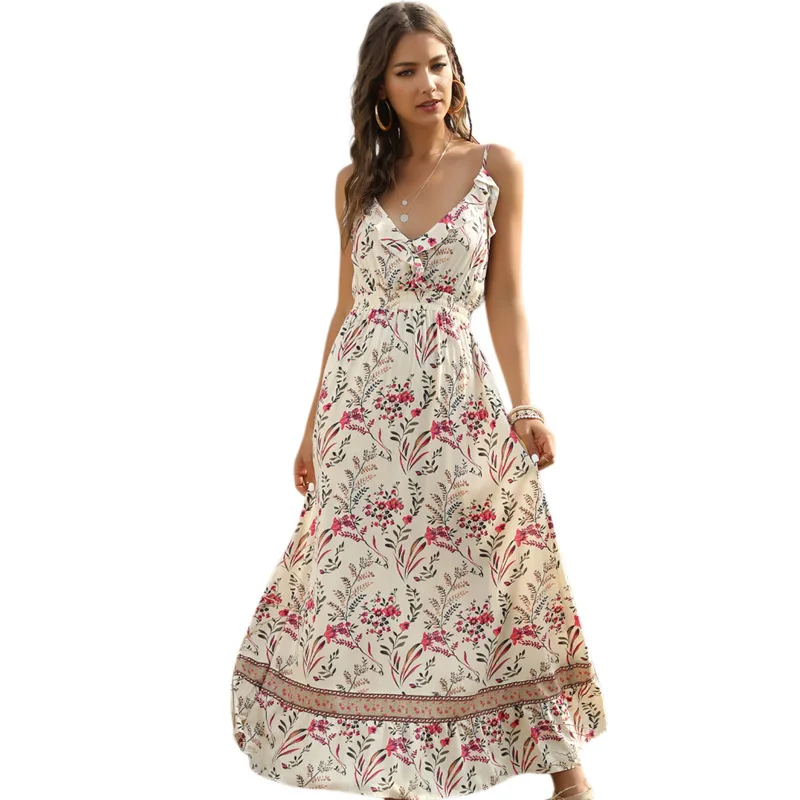 Wholesale women off shoulder floral dress bohemian deep v neck maxi casual slip dresses for ladies clothing, 5 colors
Wholesale women off shoulder floral dress bohemian deep v neck maxi casual slip dresses for ladies clothing, 5 colors