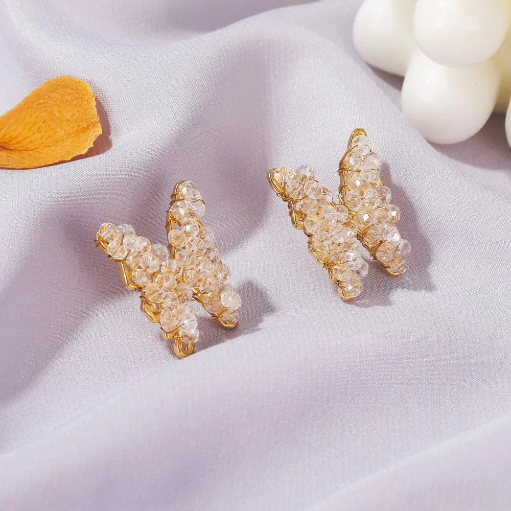 S925 silver needle sweet crystal butterfly ear stud hand-woven earrings Korean creative earrings (KER525), Same as the picture
S925 silver needle sweet crystal butterfly ear stud hand-woven earrings Korean creative earrings (KER525), Same as the picture