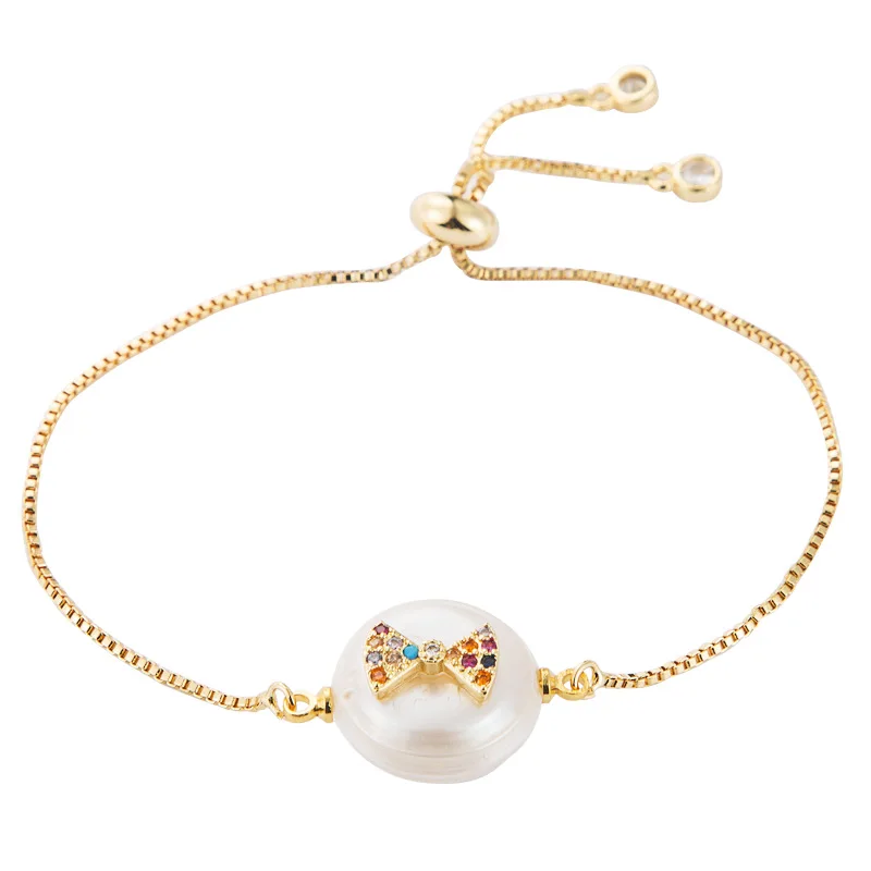 Hot Sale Colorful Micro Pave CZ Bowknot Charm Pearl Gold Plating Adjustable Bracelets
Hot Sale Colorful Micro Pave CZ Bowknot Charm Pearl Gold Plating Adjustable Bracelets