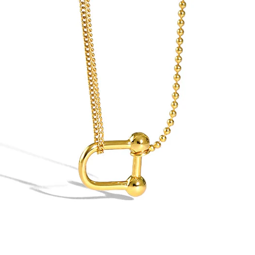 H-N553 Asymmetric design gold plated bead and cuban chain U shape necklace, Gold/white gold
H-N553 Asymmetric design gold plated bead and cuban chain U shape necklace, Gold/white gold